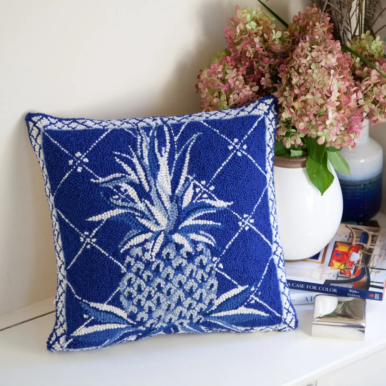 Blue Pineapple Hook Pillow