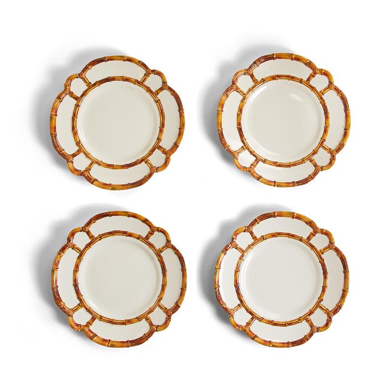 Bamboo Touch Dinner Plate with Bamboo Rim - Set of 4