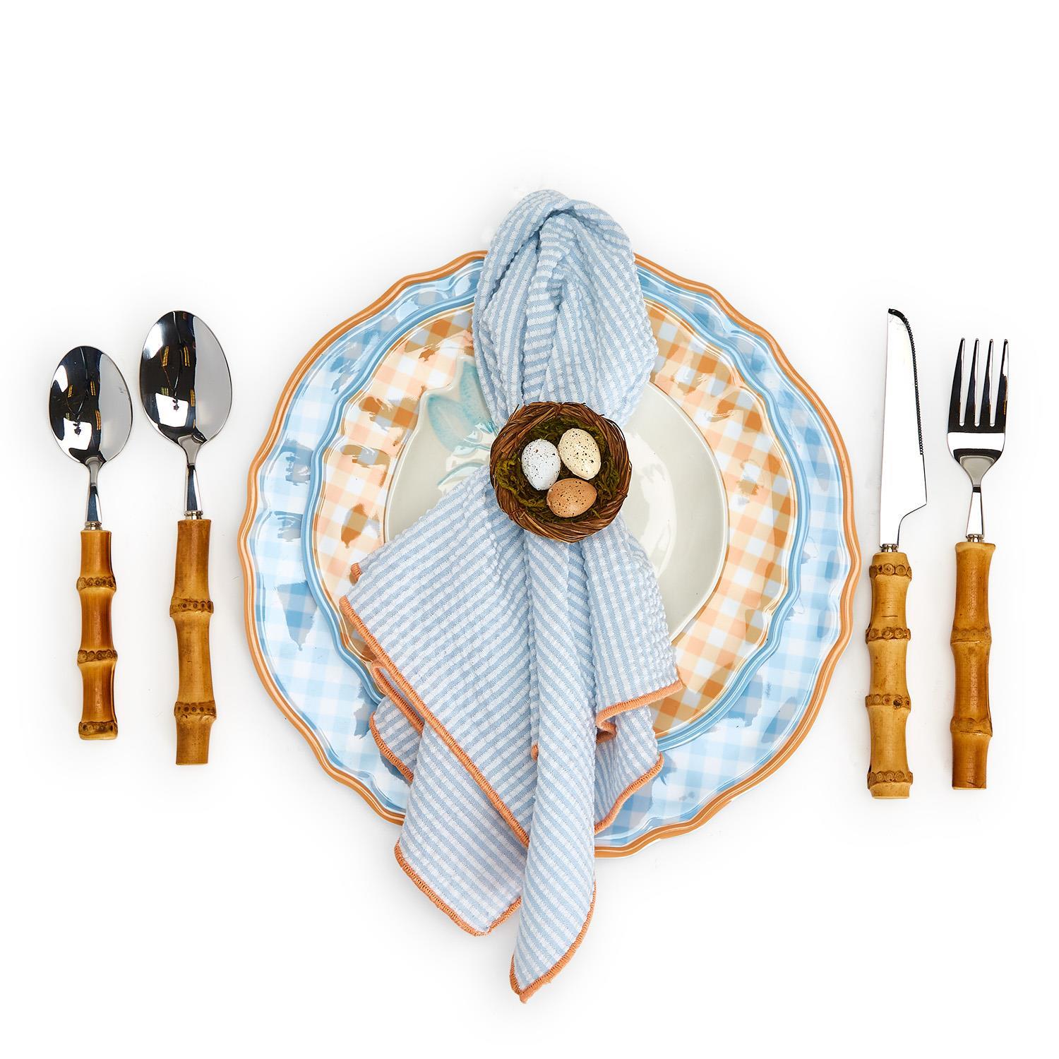 Gingham Garden Melamine Dinner Plates Set of 4 (Includes 4 Colors)