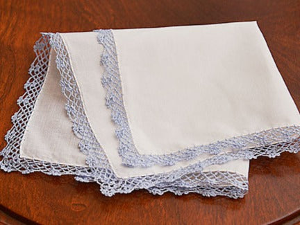 Blue Lace Trim Handkerchief