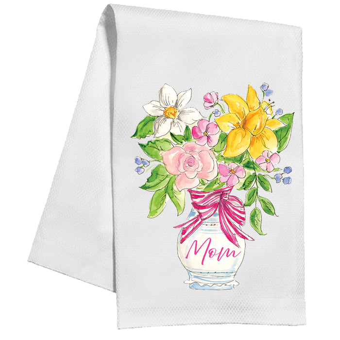 Mom Vase of Cut Flowers Kitchen Towel