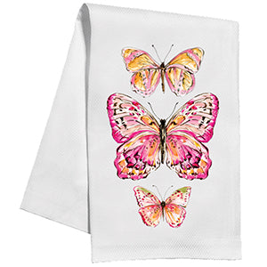 Pink and Yellow Butyterfly Trio Kitchen Towel