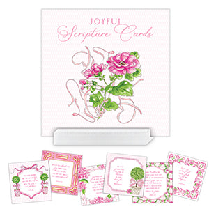 Joyful Pink Floral and Topiaries Scripture Cards
