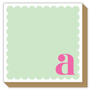 Mini Luxe Scalloped Monogram Notepad, Assorted Letters
