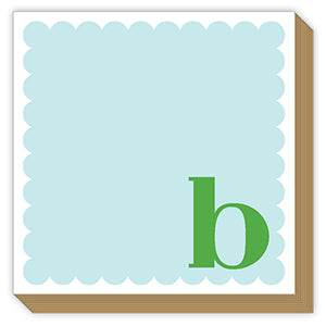 Luxe Scalloped Monogram Notepad, Assorted Letters
