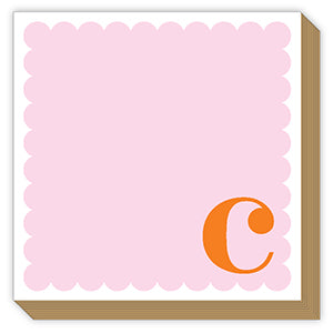 Mini Luxe Scalloped Monogram Notepad, Assorted Letters