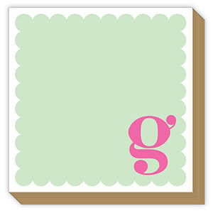 Luxe Scalloped Monogram Notepad, Assorted Letters