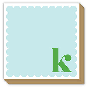 Luxe Scalloped Monogram Notepad, Assorted Letters