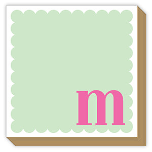 Mini Luxe Scalloped Monogram Notepad, Assorted Letters