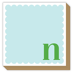 Mini Luxe Scalloped Monogram Notepad, Assorted Letters