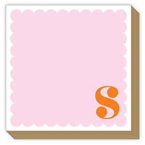 Mini Luxe Scalloped Monogram Notepad, Assorted Letters