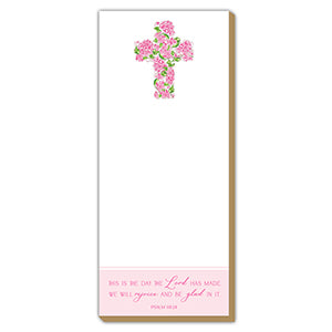 Joy Pink Floral Cross with Scripture Skinny Pad