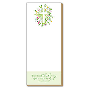 Friendship Spring Flowers Cross with Scripture Skinny Pad