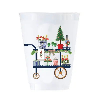 Christmas Bar. Cart Shatterproof Cups, Set of 8
