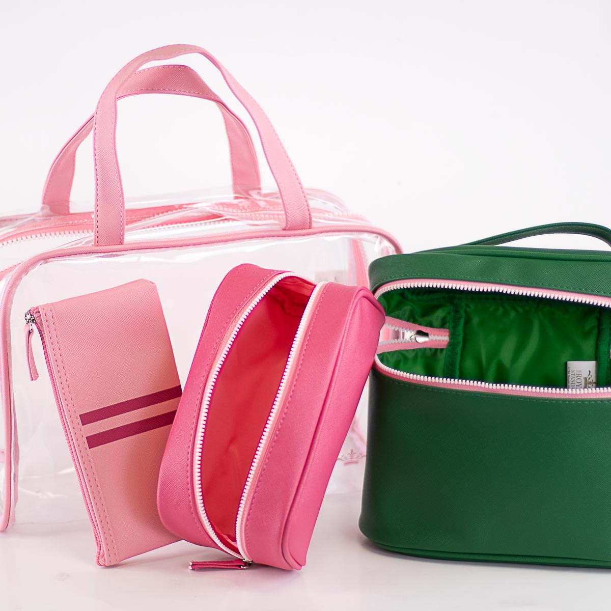Livie Travel Gift Set in Pink & Kelly Green