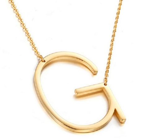 Large 925 Sterling Silver Gold Plated Initial Necklace, Assorted