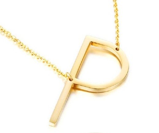 Large 925 Sterling Silver Gold Plated Initial Necklace, Assorted