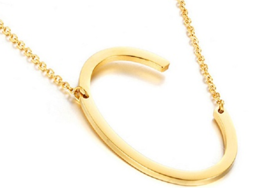Large 925 Sterling Silver Gold Plated Initial Necklace, Assorted