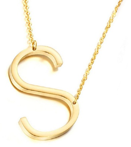 Large 925 Sterling Silver Gold Plated Initial Necklace, Assorted