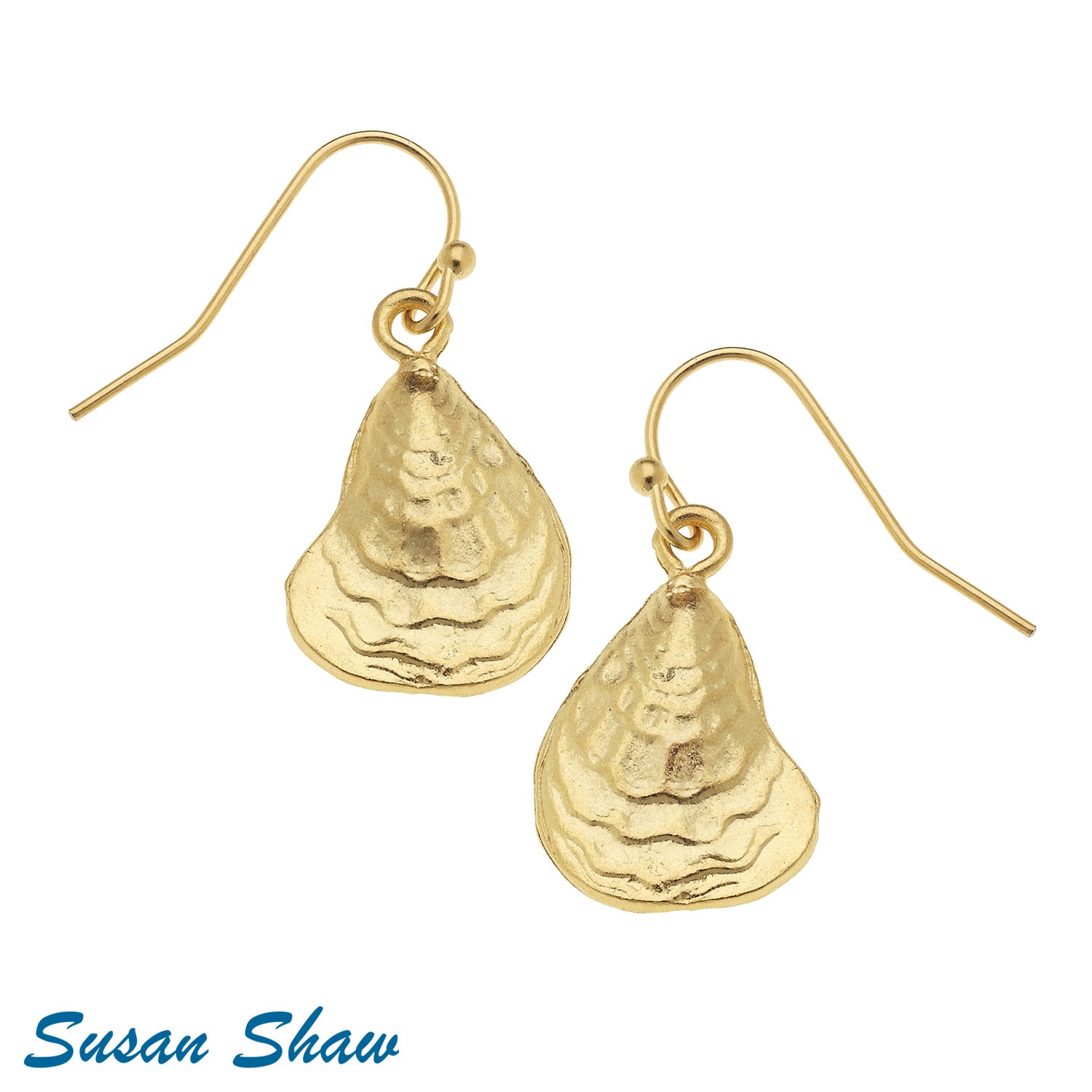 Handcast Gold Oyster Shell Earrings