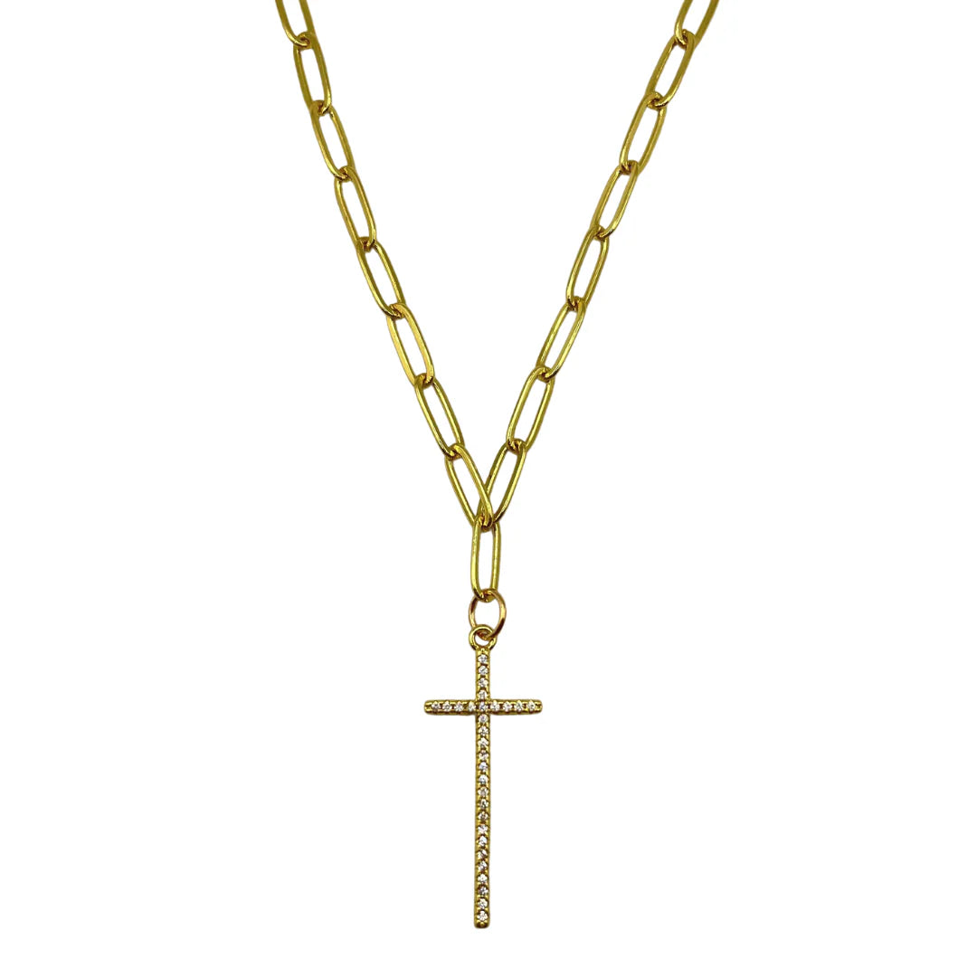 London Pave Cross Necklace