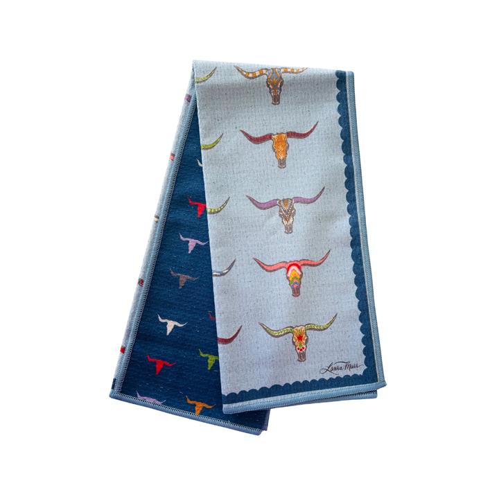 Double Sided Longhorn Tea Towel