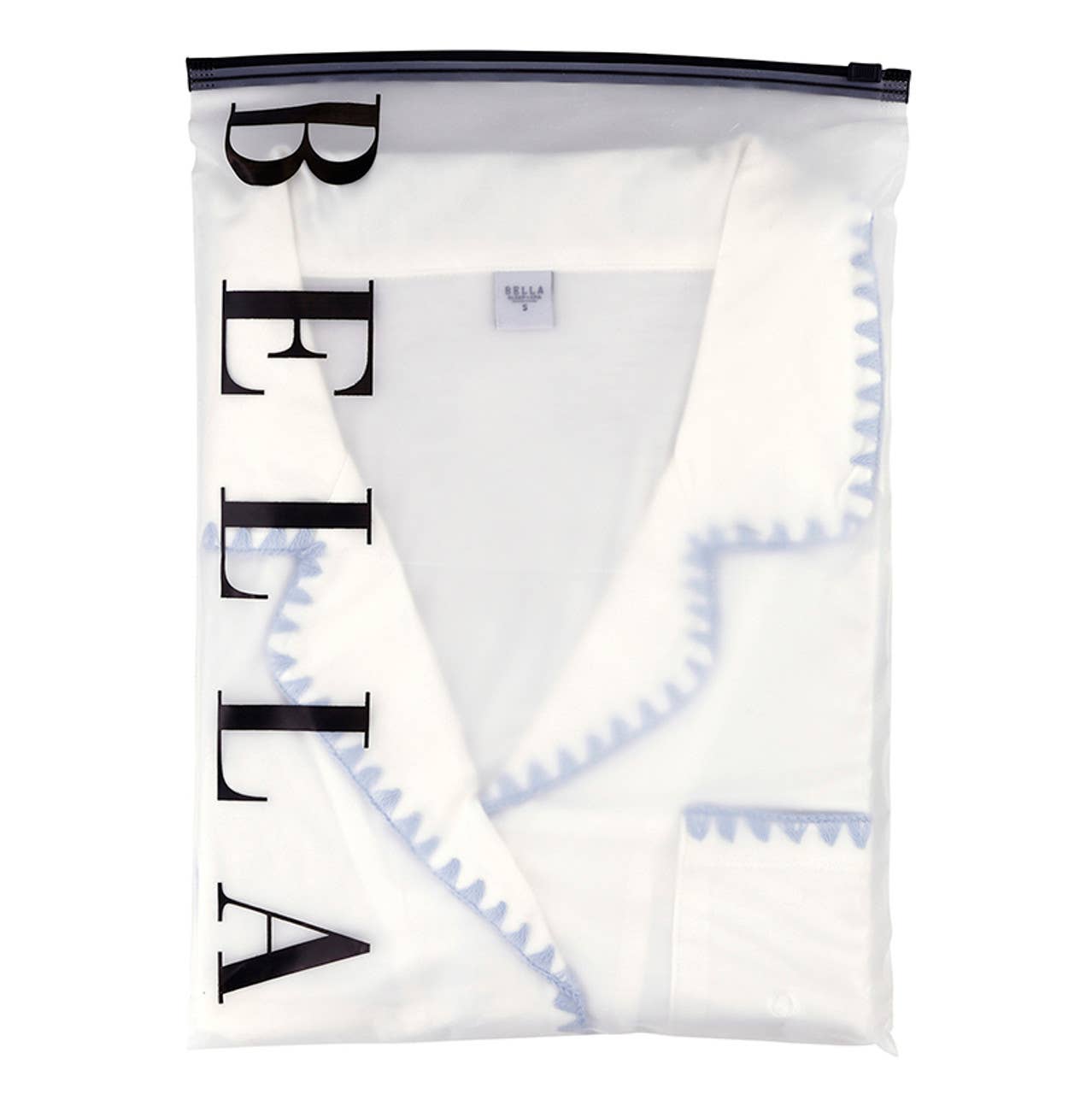 Short Bamboo PJ Set - White + Spa Blue Whip Stitch