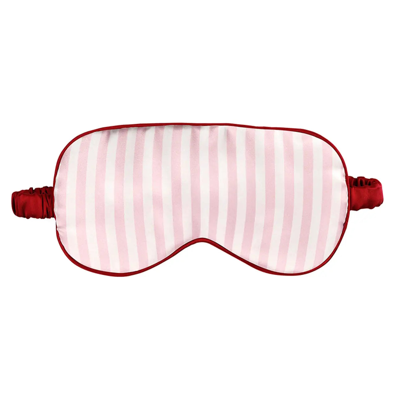 Sleep Mask in Ornament - Light Pink Stripe + Burgundy Trim