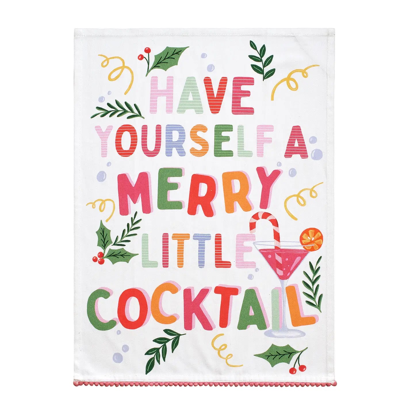 Merry Cocktail Christmas Kitchen Towel