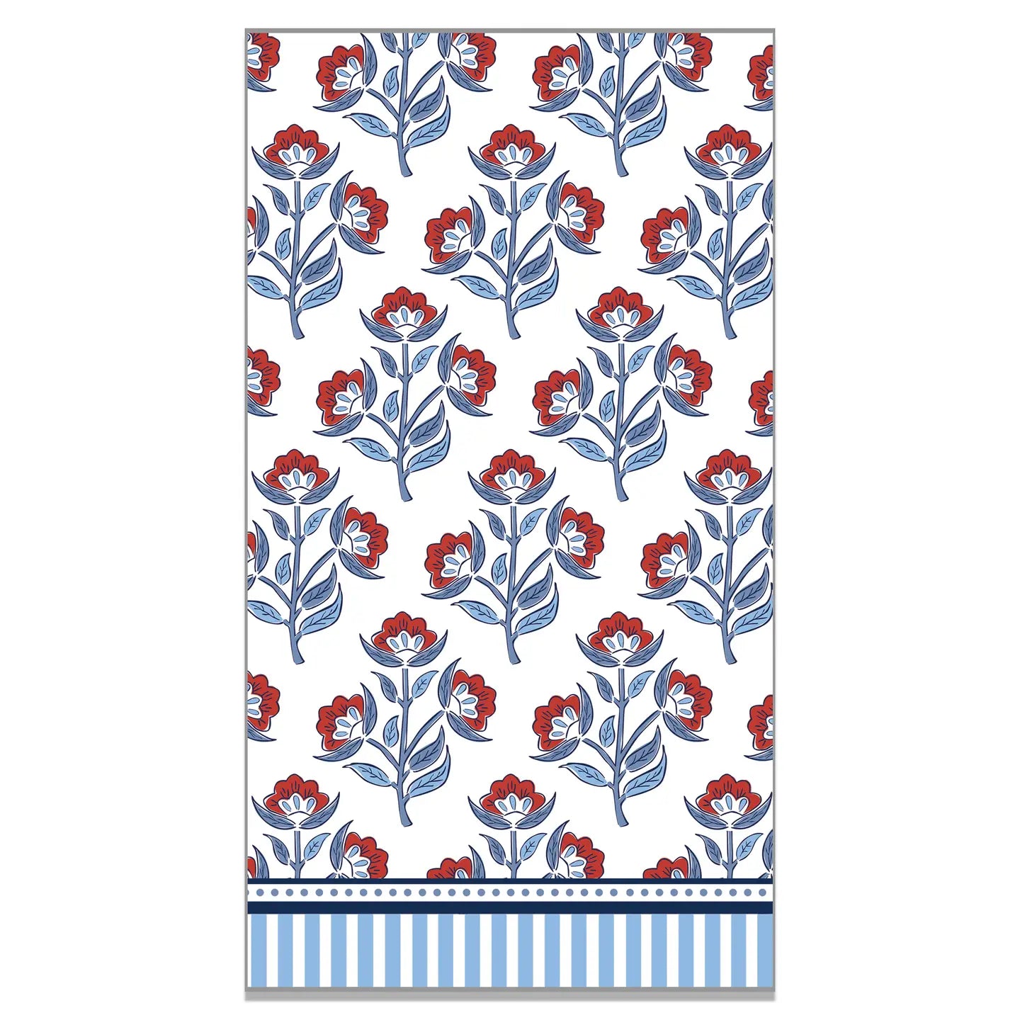 Red Floral Block Print Guest Towels | Luxe Pack of 40