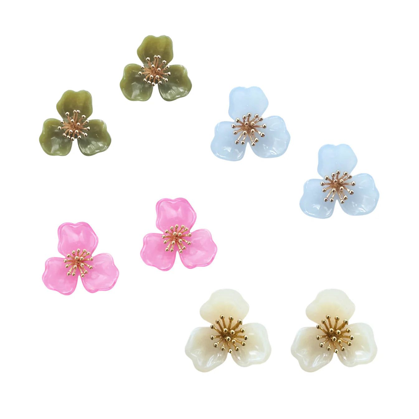Trillium Stud Earrings, Assorted Colors