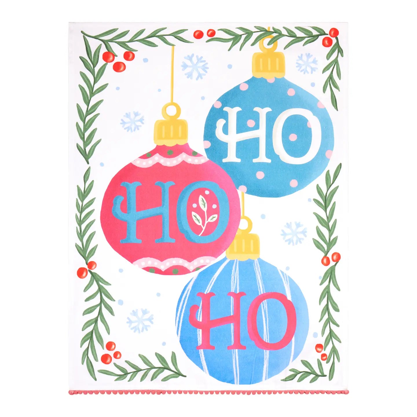 Ho Ho Ho w/ Pom Poms Kitchen Towel
