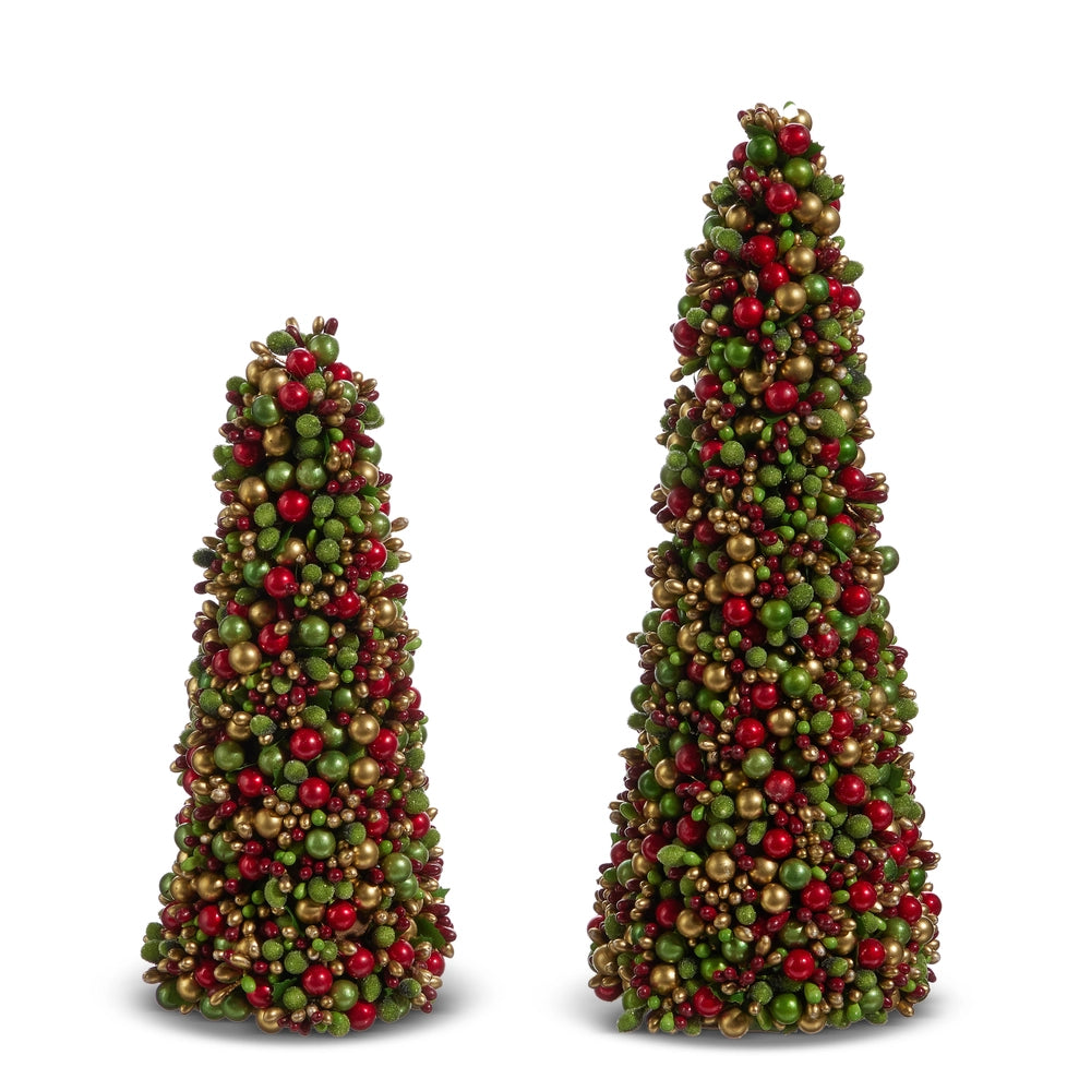 Beaded Berry Cone Trees, Set of 2