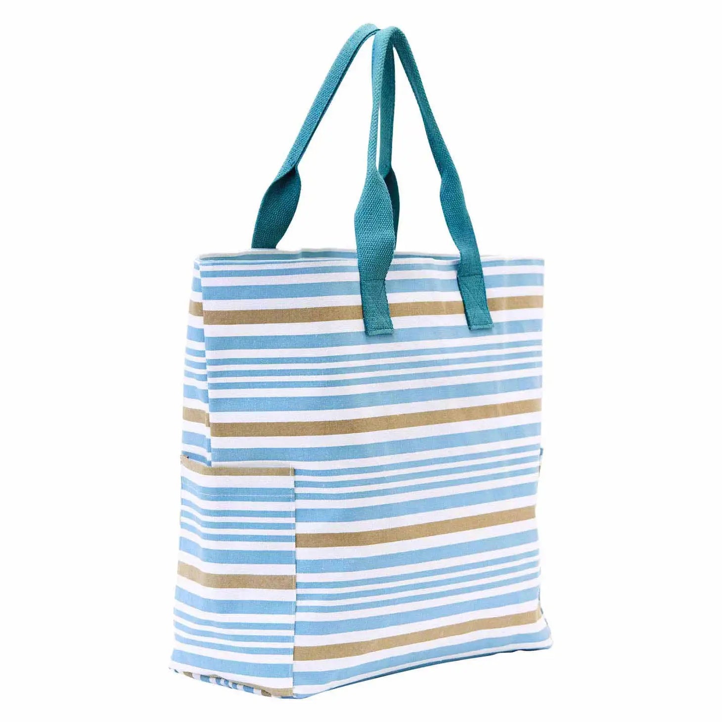 Ocean Blue Stripe Carryall Tote Bag
