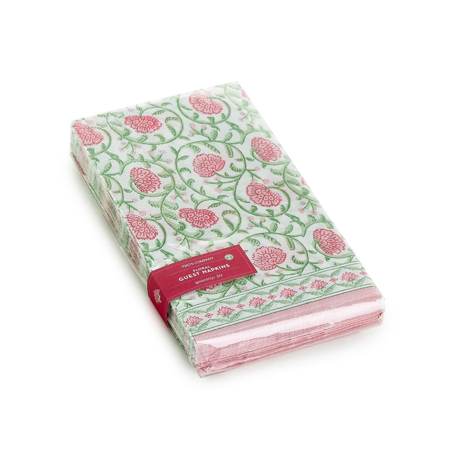 Floral Block Print 3-Ply Paper Dinner Napkin / Guest Towel