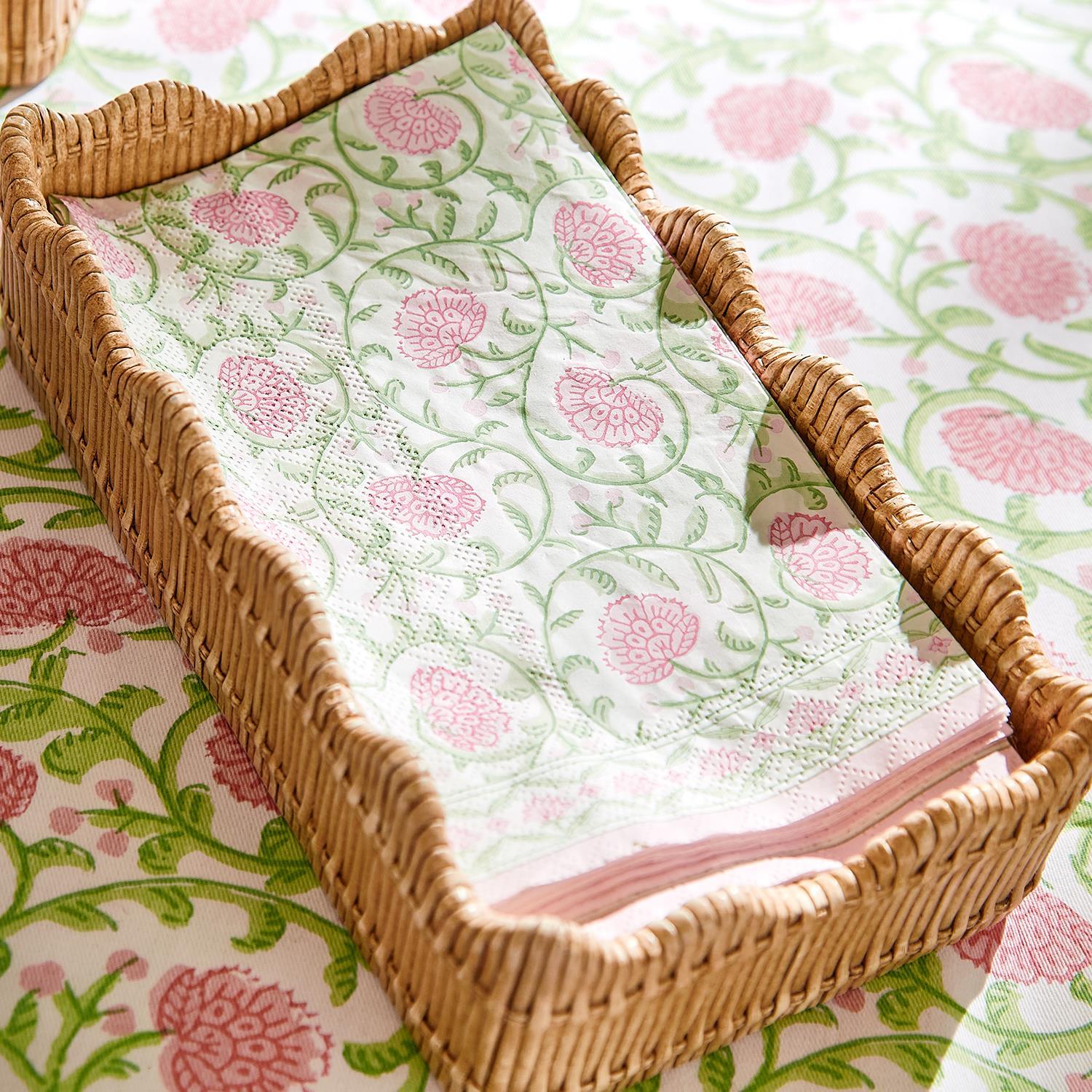 Floral Block Print 3-Ply Paper Dinner Napkin / Guest Towel