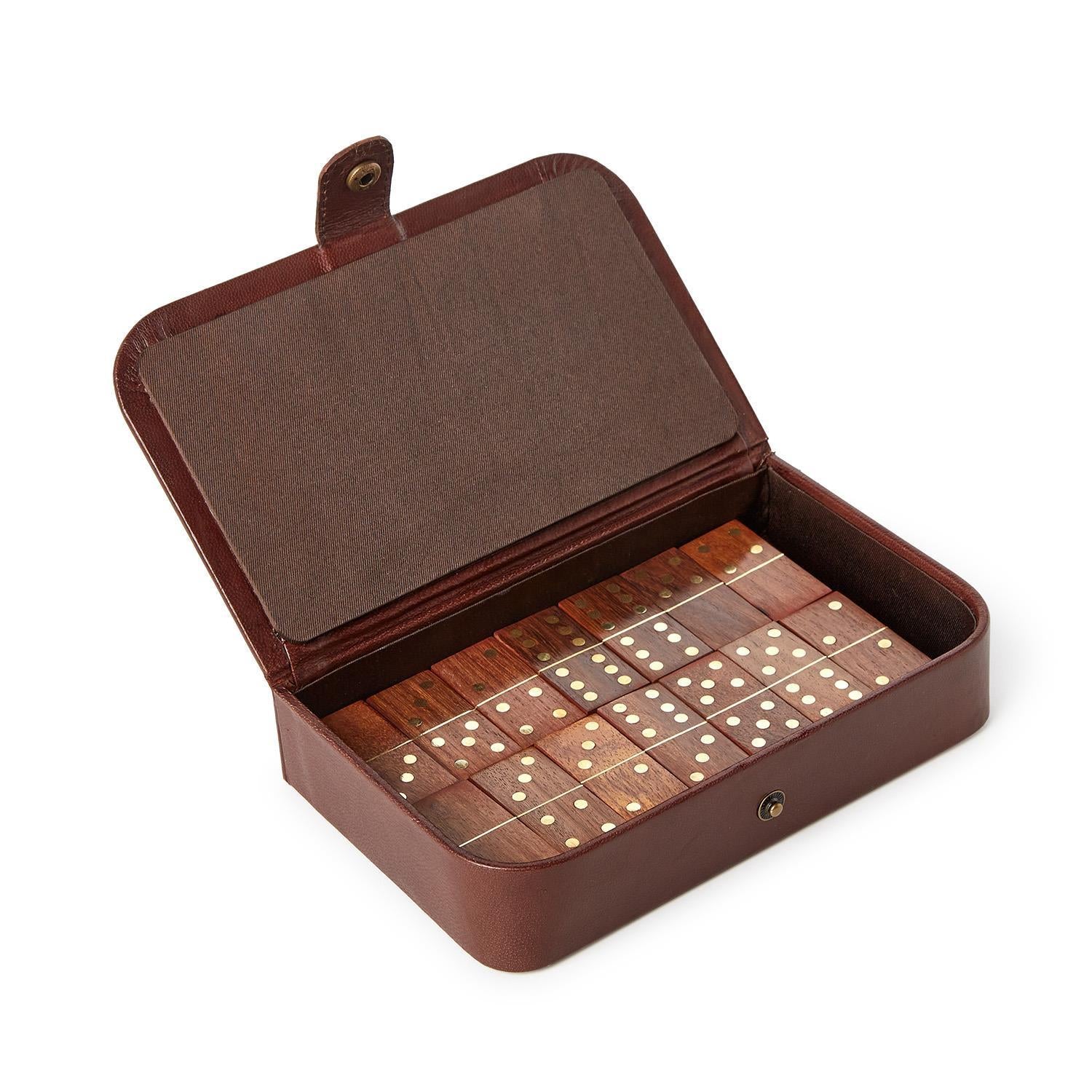 Chestnut Genuine Leather Domino Set