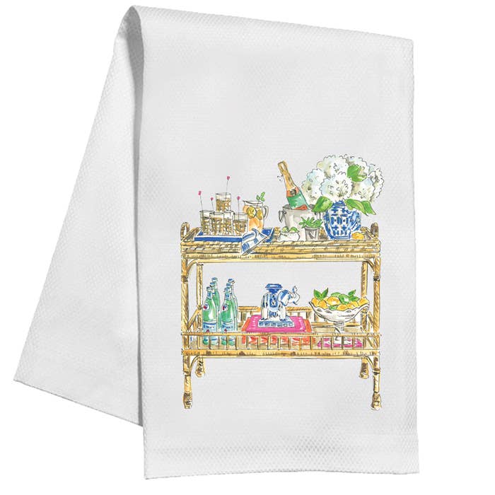 Blue Bar Cart Kitchen Towel