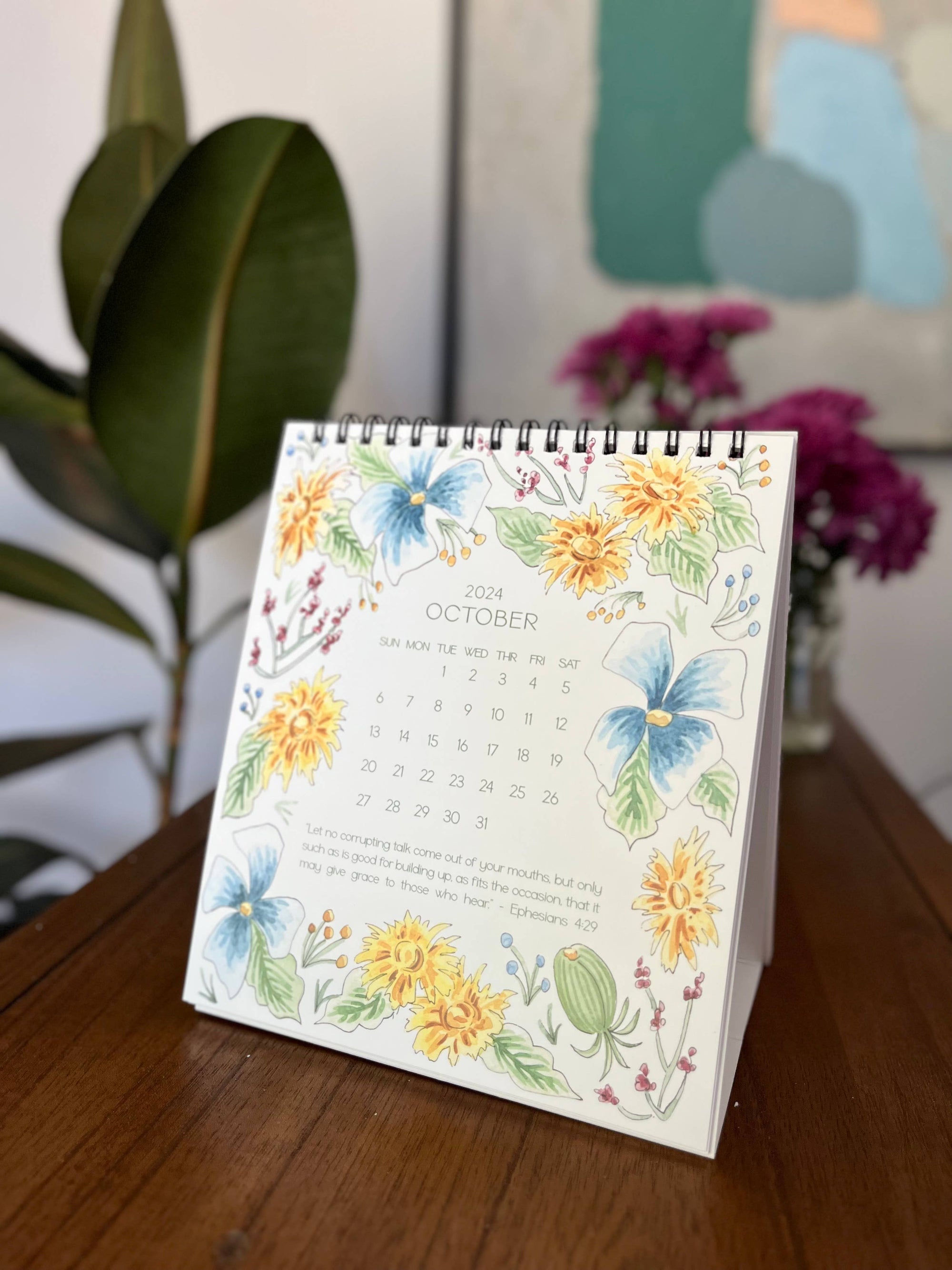 2024 Floral Scripture Desk Calendar by Flower & Vine