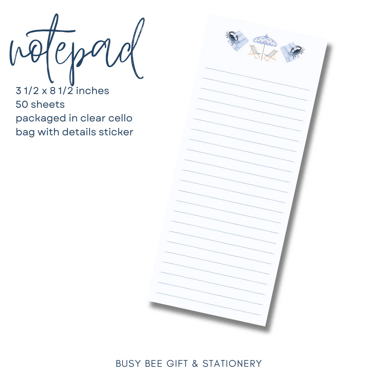 Coastal Summer Skinny Notepad | 50 Sheets