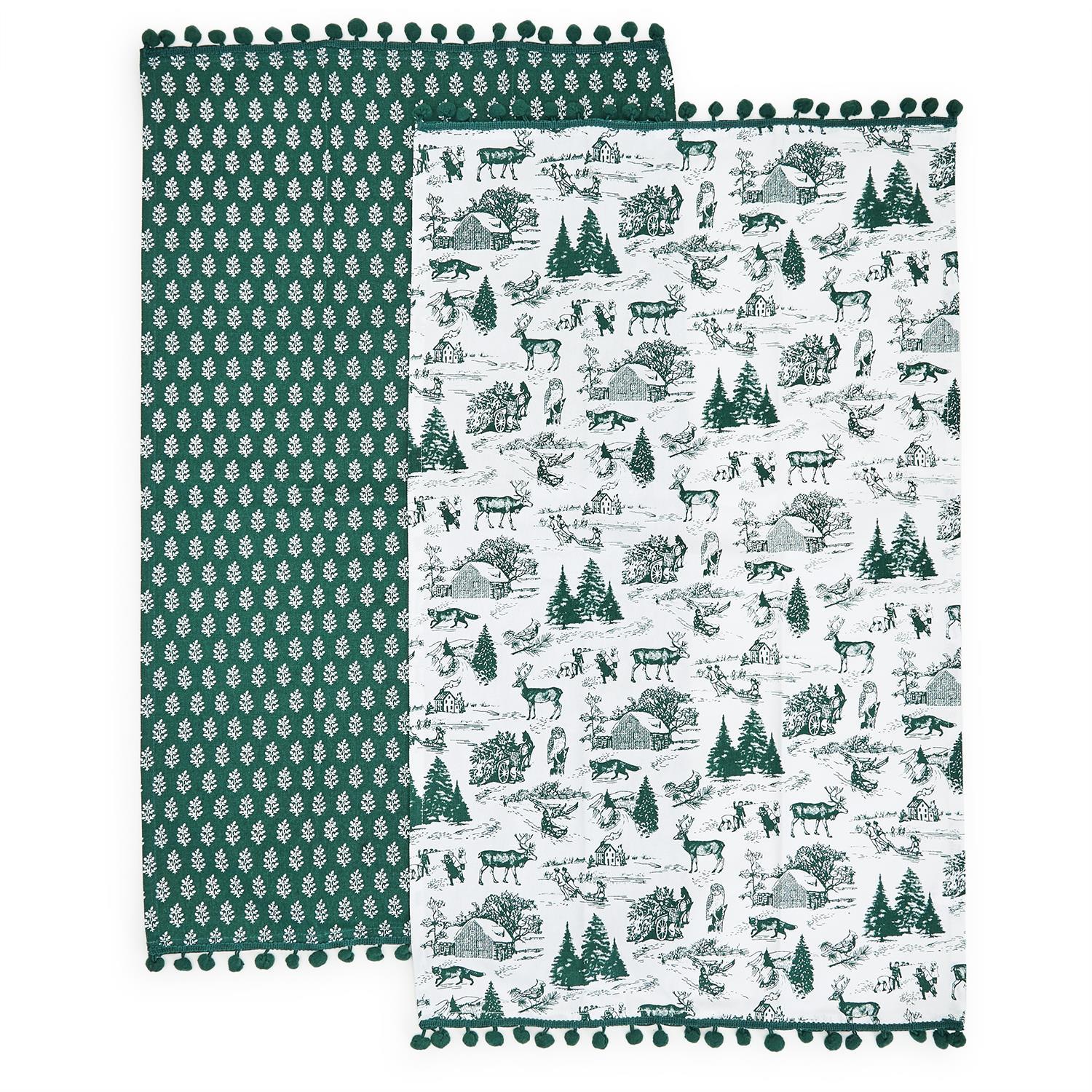Forest Christmas Set of 2 Dish Towels