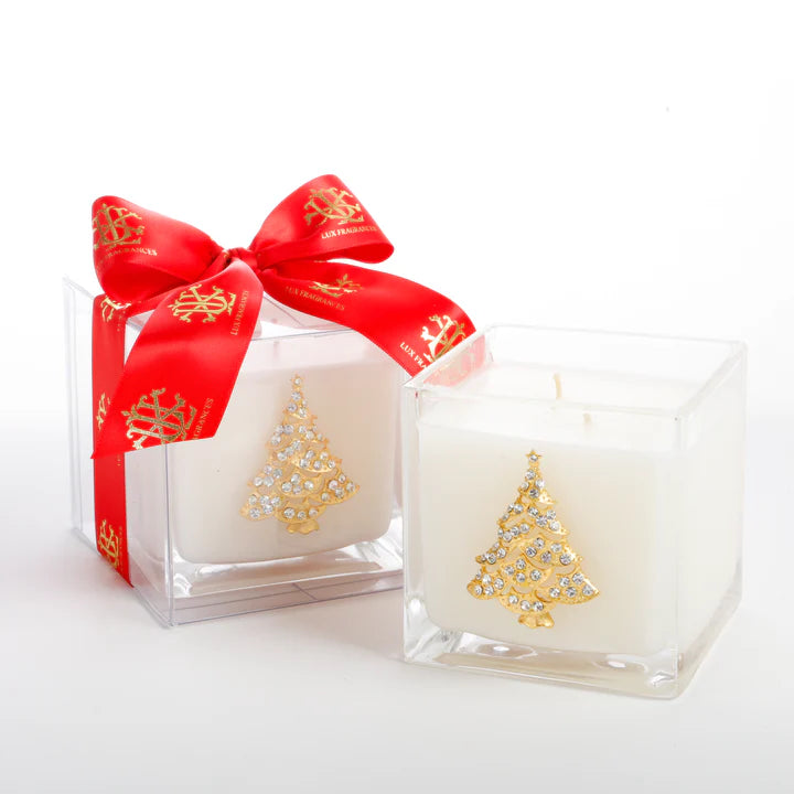 Noble Fir 20oz Square Candle with Tree