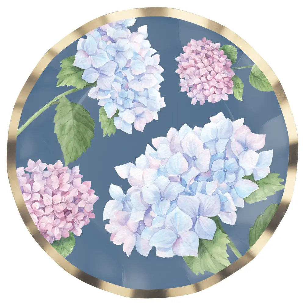 Salad Plate Hydrangea Foil/8pk