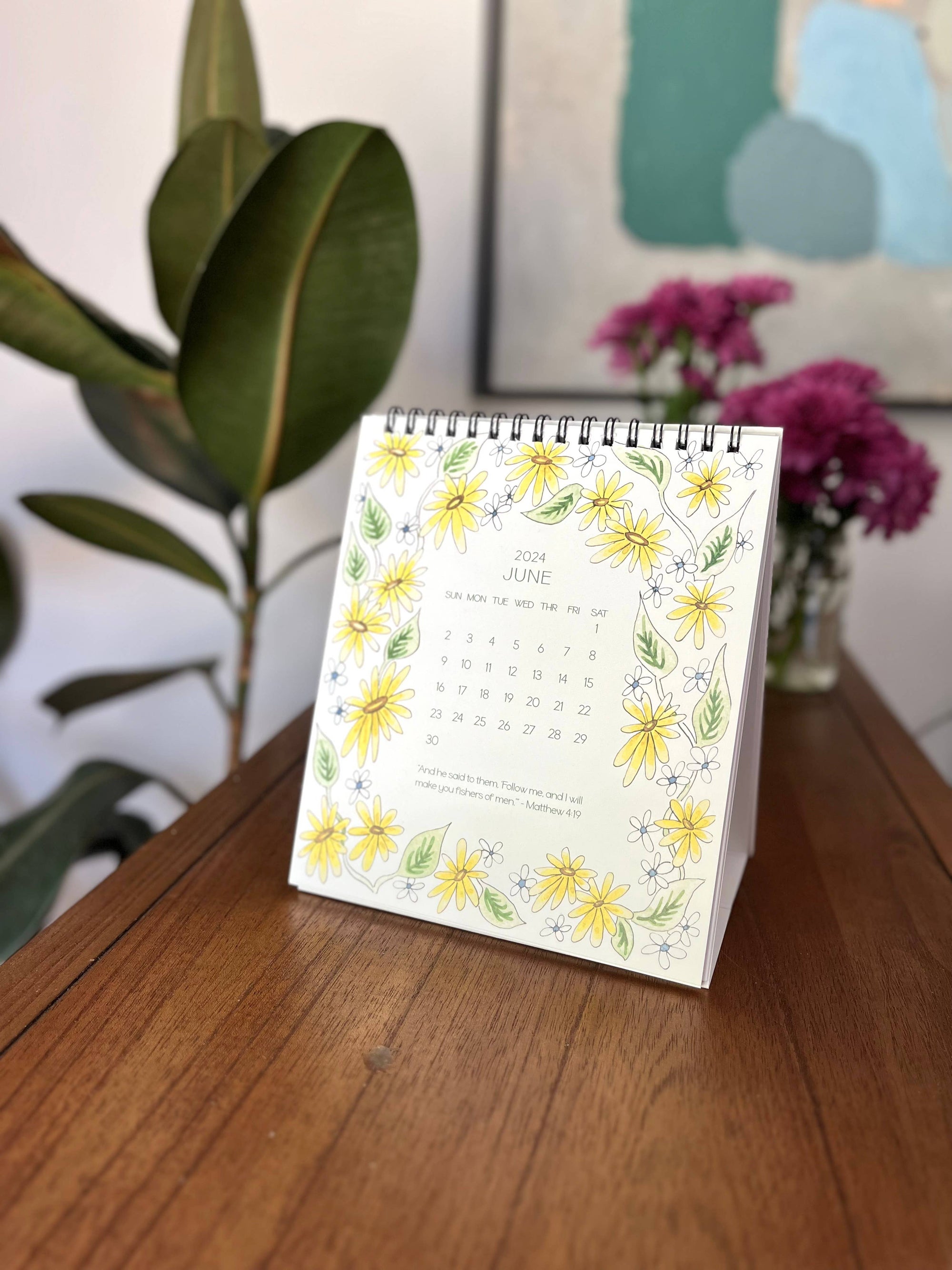2024 Floral Scripture Desk Calendar by Flower & Vine
