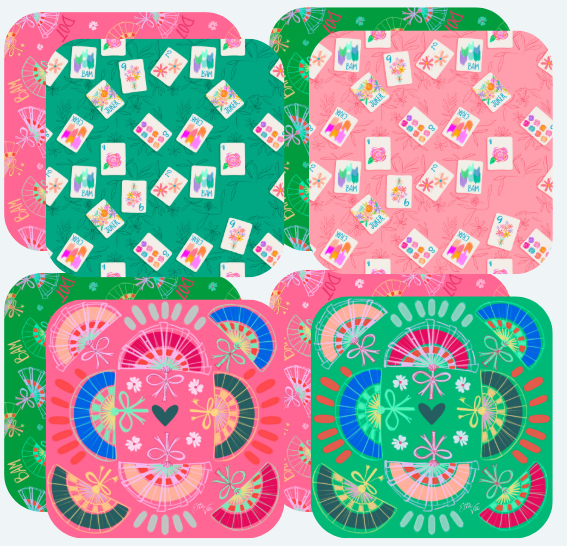 Bonjour Mahjong Coasters, Set of 4