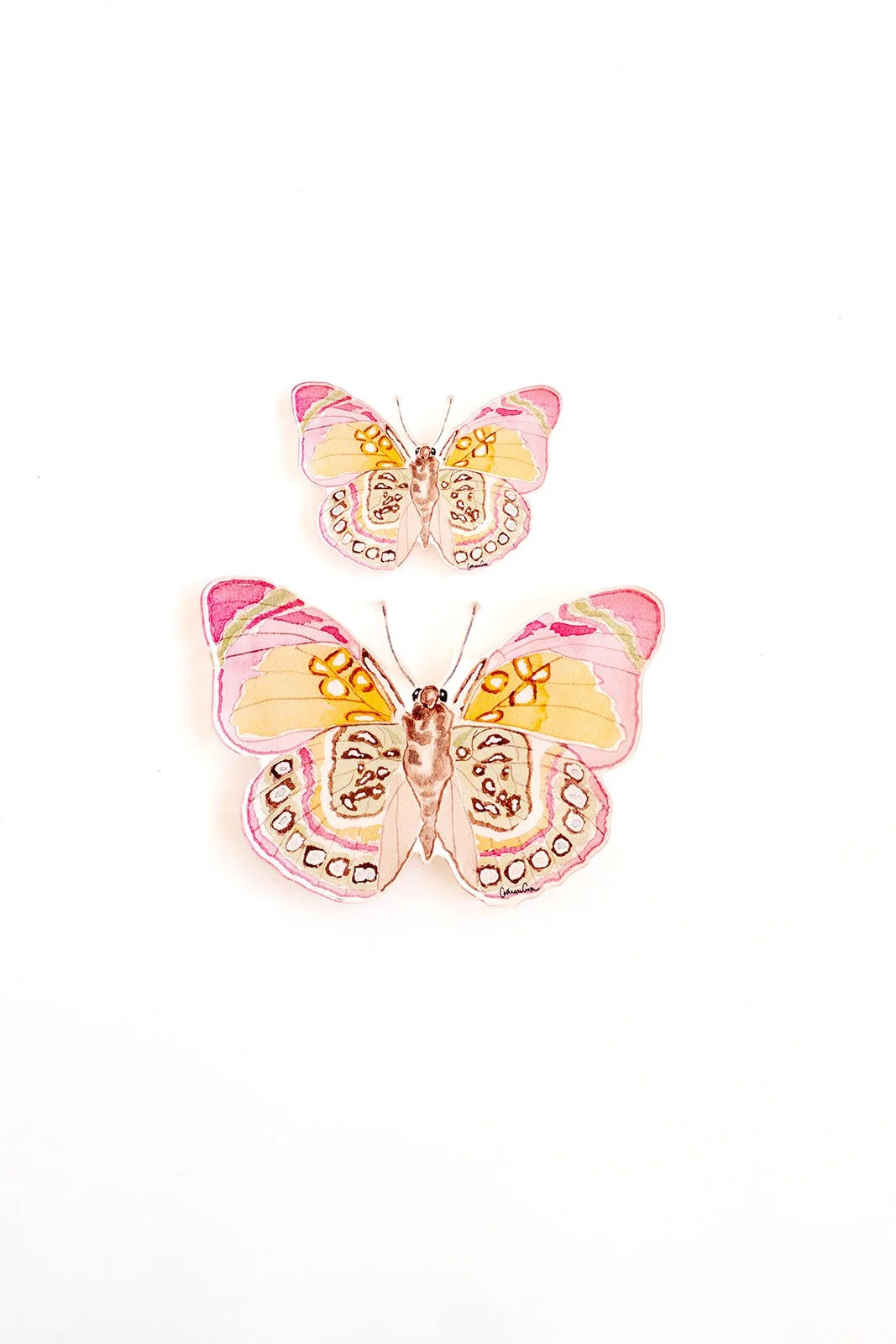 Pink and Green Butterfly Acrylic Art Block Small