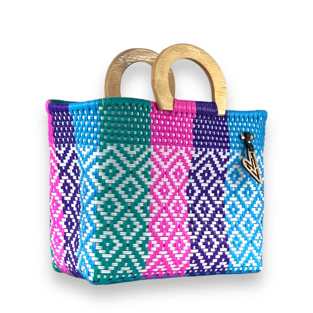 Woven Tote w/ Wooden Handle - EL