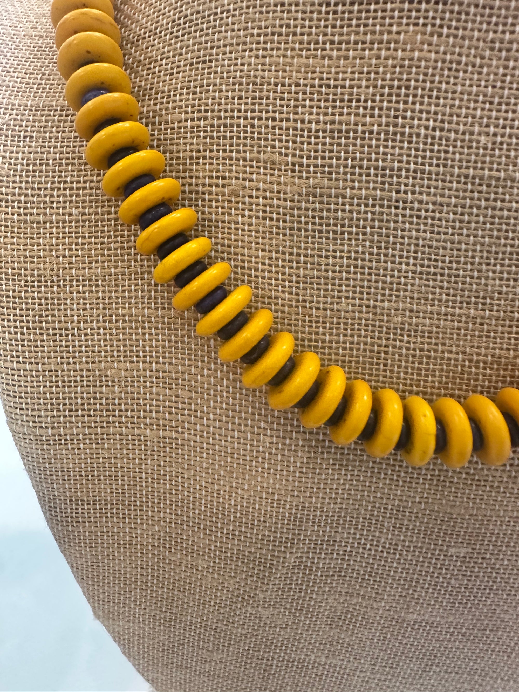 Yellow Disk Beaded Necklace
