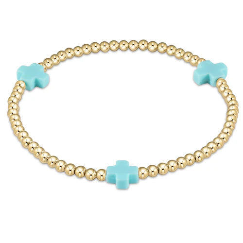 Signature Cross Gold Pattern Bead Bracelet, Assorted