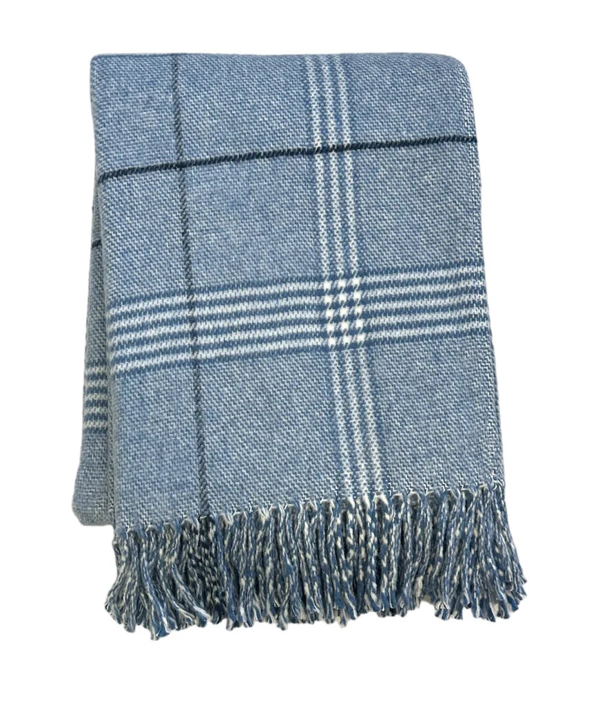 Windowpane Plaid Throw, Denim